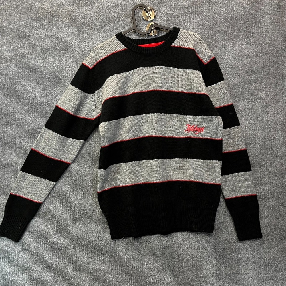 Vintage Billabong‎ Sweater Men's Gray Black Striped Long Sleeve Pullover - Large